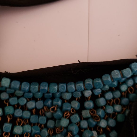 ** FINAL PRICE ** Little Black Sleeveless Dress w/Front Bead Bib Detail - Picture 5 of 8